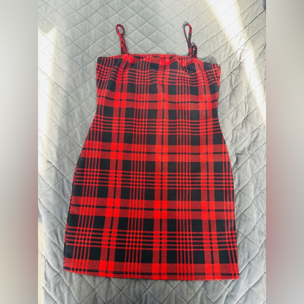 SHEIN EZwear Tartan Cami Mini Bodycon Dress